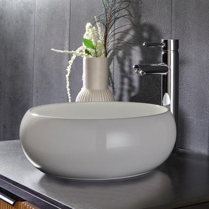 Milano Alden - White Round Countertop Basin - 360mm (No Tap Holes)