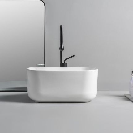 Milano Beckett - White Modern Rectangular Countertop Basin - 480mm x 365mm (No Tap-Holes)
