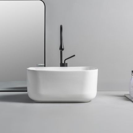 Milano Beckett - White Modern Rectangular Countertop Basin - 480mm x 365mm (No Tap-Holes)