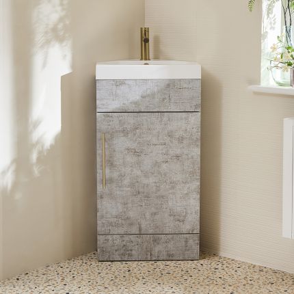 Milano Lurus - 450mm Modern Cloakroom Corner Vanity Unit with Basin - Choice of Handles
