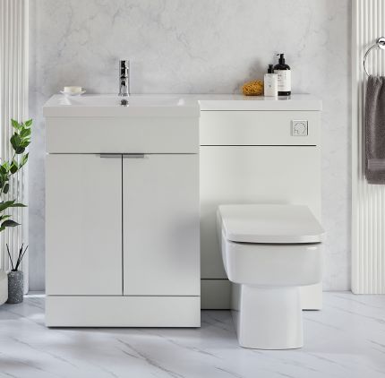 Milano Lurus - 1105mm Modern Vanity and WC Combination Unit with Elswick Toilet - Choice of Finish, Handles and Left / Right Hand Options