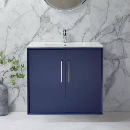 Milano Edge - Wall Hung Modern Vanity Unit with Basin - Choice of Size, Finish and Handles