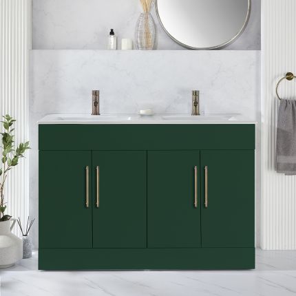Milano Lurus - 1210mm Modern Vanity Unit with Double Basin - Choice of Finish and Handles