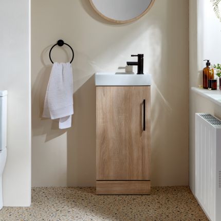 Milano Lurus - 400mm Modern Cloakroom Vanity Unit with Basin - Choice of Finish and Handles