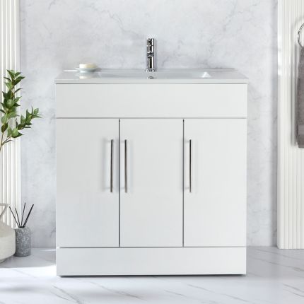 Milano Lurus - 810mm Modern Vanity Unit with Basin - Choice of Finish and Handles