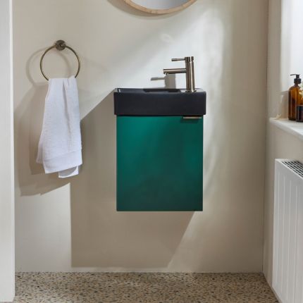 Milano Lurus - 400mm Compact Wall Hung Cloakroom Vanity Unit and Basin - Choice of Finish and Handles