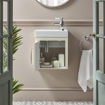 Milano Thornton - 400mm Wall Hung Traditional Cloakroom Vanity Unit with Basin - Choice of Basin, Finish and Handles
