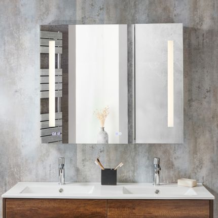 Milano Ossa - Modern LED Mirrored Cabinet - 900mm x 750mm