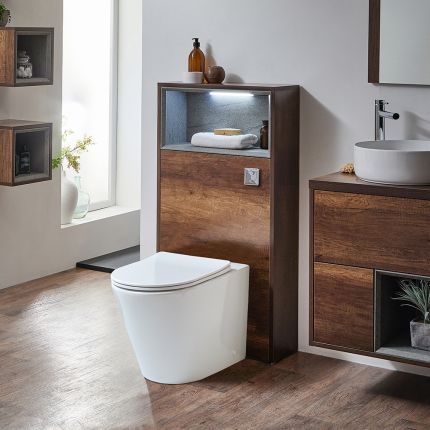 Milano Bexley - 600mm WC Unit with Colby Back to Wall Toilet - Choice of Finish and LED Light