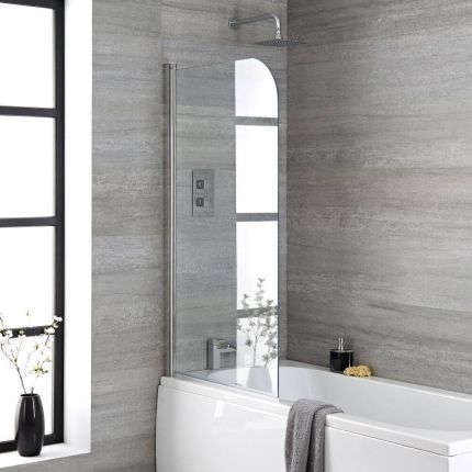 Milano - Curved Top Bath Shower Screen - Choice of Finish