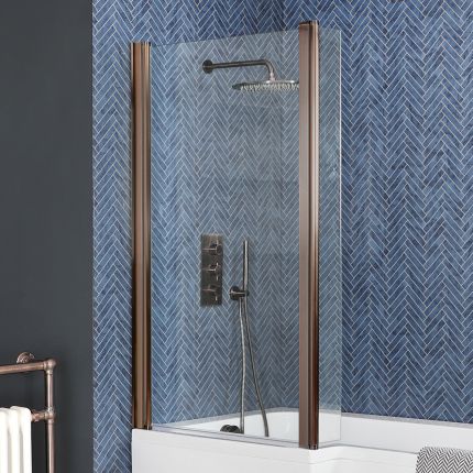 Milano Eris - Copper Hinged L Shaped Shower Bath Screen