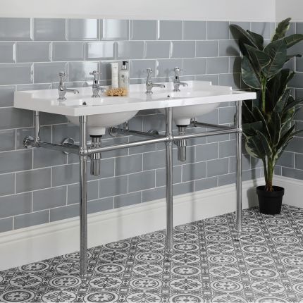 Milano Elizabeth - 1200mm Traditional Basin and Chrome Washstand