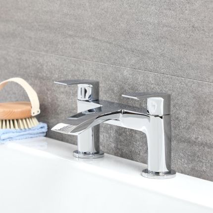 Milano Razor - Modern Deck Mounted Bath Filler Mixer Tap - Chrome