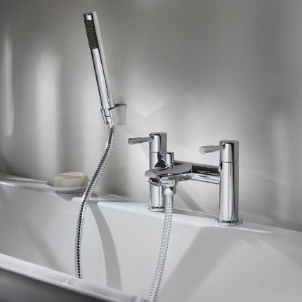 Milano - Modern Bath Shower Mixer Tap with Hand Shower - Choice of Finish