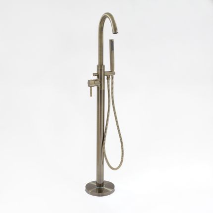 Milano Clarus - Modern Freestanding Bath Shower Mixer Tap with Hand Shower - Aged Gold