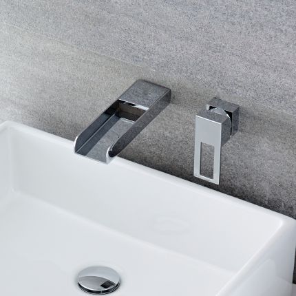 Milano Parade - Modern Wall Mounted Basin Mixer Tap - Chrome