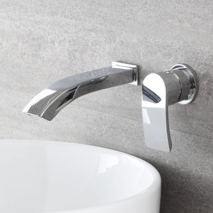 Milano Razor - Modern Wall Mounted Basin Mixer Tap - Chrome