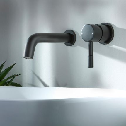 Milano Nero - Wall Mounted Basin Mixer Tap - Black