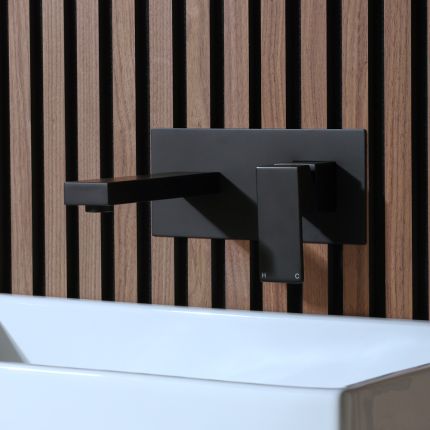 Milano Preto - Modern Wall Mounted Basin Mixer Tap - Black