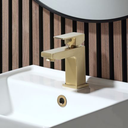 Milano Lyra - Modern Mono Basin Mixer Tap - Brushed Brass
