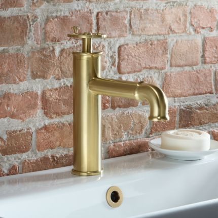 Milano Zandra - Industrial Style Basin Mixer Tap - Brushed Brass