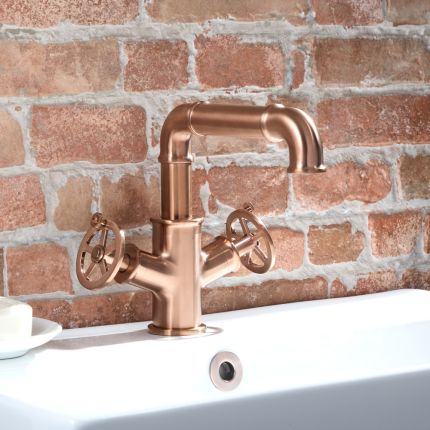 Milano Zandra - Industrial Style Mono Basin Mixer Tap - Brushed Copper