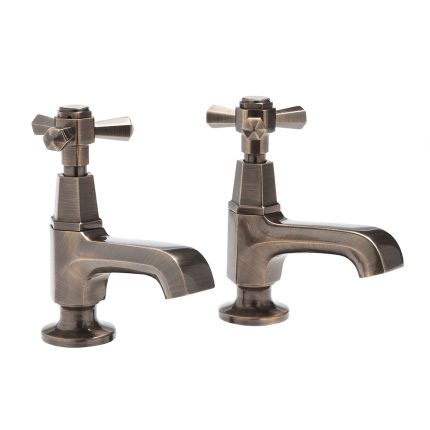 Milano Earlham - Art Deco Basin Pillar Taps - Choice of finish