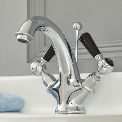 Milano Elizabeth - Traditional Lever Mono Basin Mixer Tap - Chrome and Black