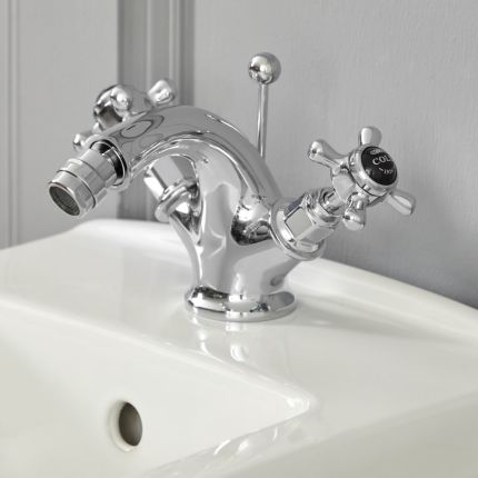 Milano Elizabeth - Traditional Crosshead Mono Bidet Mixer Tap - Chrome and Black