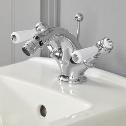 Milano Elizabeth - Traditional Lever Mono Bidet Mixer Tap - Chrome and White