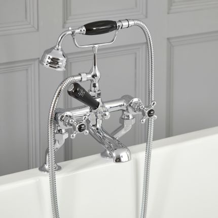 Milano Elizabeth - Traditional Crosshead Bath Shower Mixer Tap - Chrome and Black