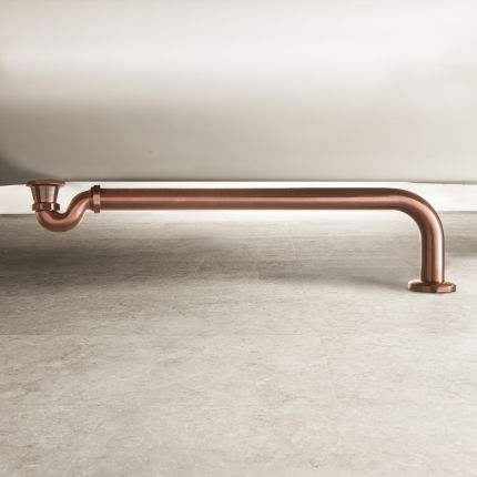 Milano Elizabeth - Traditional Shallow Seal Bath Trap and Outlet Pipe - Brushed Copper