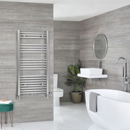 Milano Neva Dual Fuel - Chrome Heated Towel Rail - 1188mm x 500mm