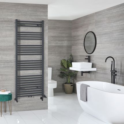 Milano Neva Dual Fuel - Anthracite Heated Towel Rail - 1600mm x 600mm