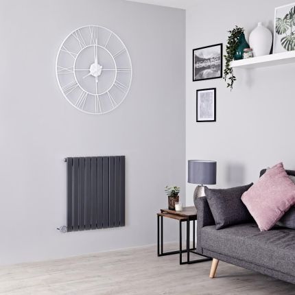 Milano Capri Electric - Anthracite Flat Panel Horizontal Designer Radiator - 635mm x 590mm (Single Panel)