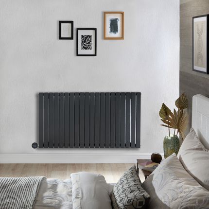 Milano x ECOSO Capri Electric - Anthracite Flat Panel Horizontal Designer Radiator - 635mm x 1180mm (Single Panel) - with Wi-Fi Thermostatic Heating Element