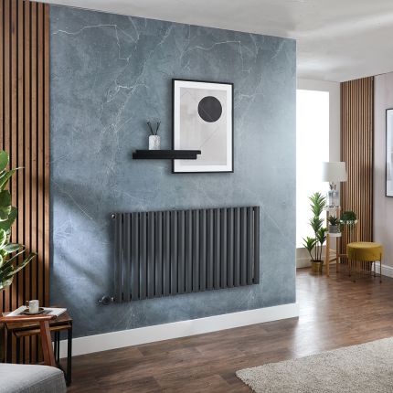 Milano x ECOSO Aruba Electric - Anthracite Horizontal Designer Radiator - 635mm x 1180mm (Single Panel) - with Wi-Fi Thermostatic Heating Element
