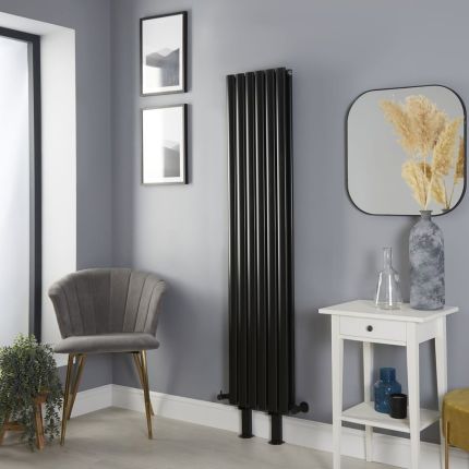 Milano Aruba - Black Vertical Designer Radiator with Feet - Choice of Size