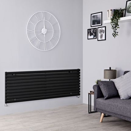 Milano Aruba - Black Horizontal Designer Radiator - 590mm x 1600mm (Single Panel)