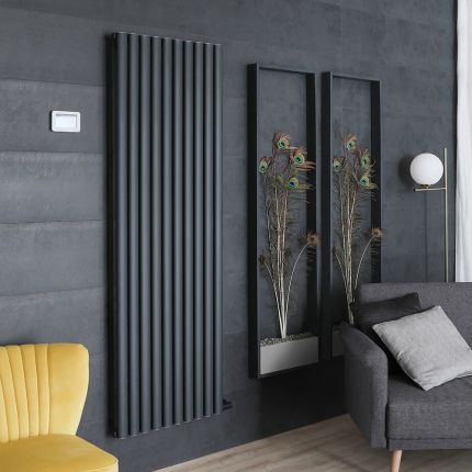 ECOSO Aruba Ardus - Anthracite Dry Heat 1500W Vertical Electric Designer Radiator - 1784mm x 590mm - Choice of Wi-Fi Thermostat