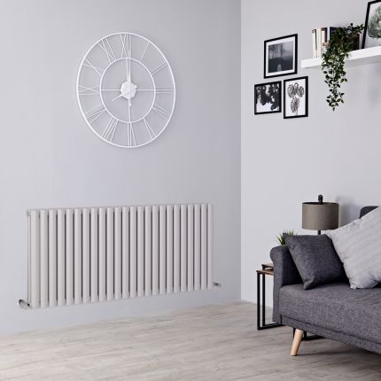 Milano Aruba - Light Grey Horizontal Designer Radiator - 635mm x 1416mm (Double Panel)