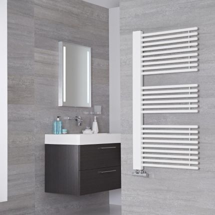 Lazzarini Way Grando - White Designer Heated Towel Rail - 1190mm x 600mm