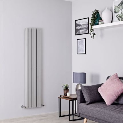 Milano Capri - Silver Flat Panel Vertical Designer Radiator - 1600mm x 354mm - Choice of  Panel