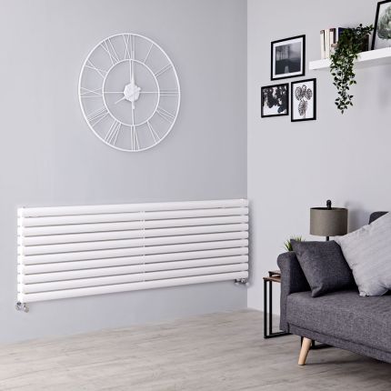 Milano Aruba - White Horizontal Designer Radiator - 590mm x 1600mm (Double Panel)