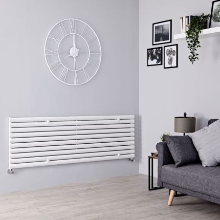 Milano Aruba - White Horizontal Designer Radiator - 590mm x 1600mm (Single Panel)