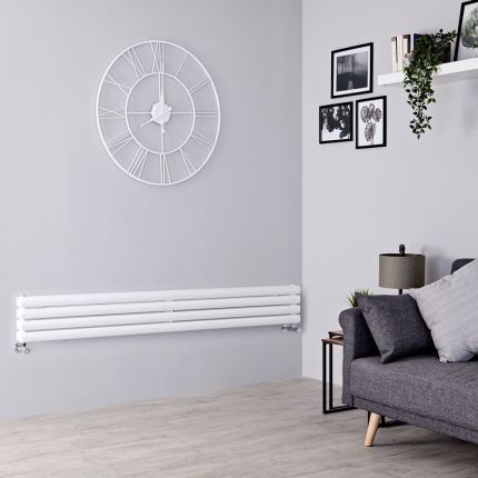 Milano Aruba - White Horizontal Designer Radiator - 236mm x 1600mm (Double Panel)