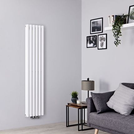 Milano Aruba Flow - White Vertical Middle Connection Designer Radiator - Choice of Size