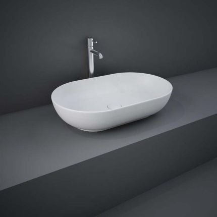 RAK Feeling - Matt White Modern Oval Countertop Basin - 550mm x 350mm (No Tap-Holes)