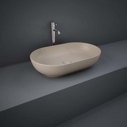 RAK Feeling - Matt Cappuccino Modern Oval Countertop Basin - 550mm x 350mm (No Tap-Holes)