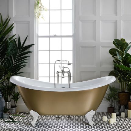 Milano Legend - Traditional Double-Ended Freestanding Slipper Bath - 1750mm x 730mm - Choice of Metallic Colours and Feet Finish